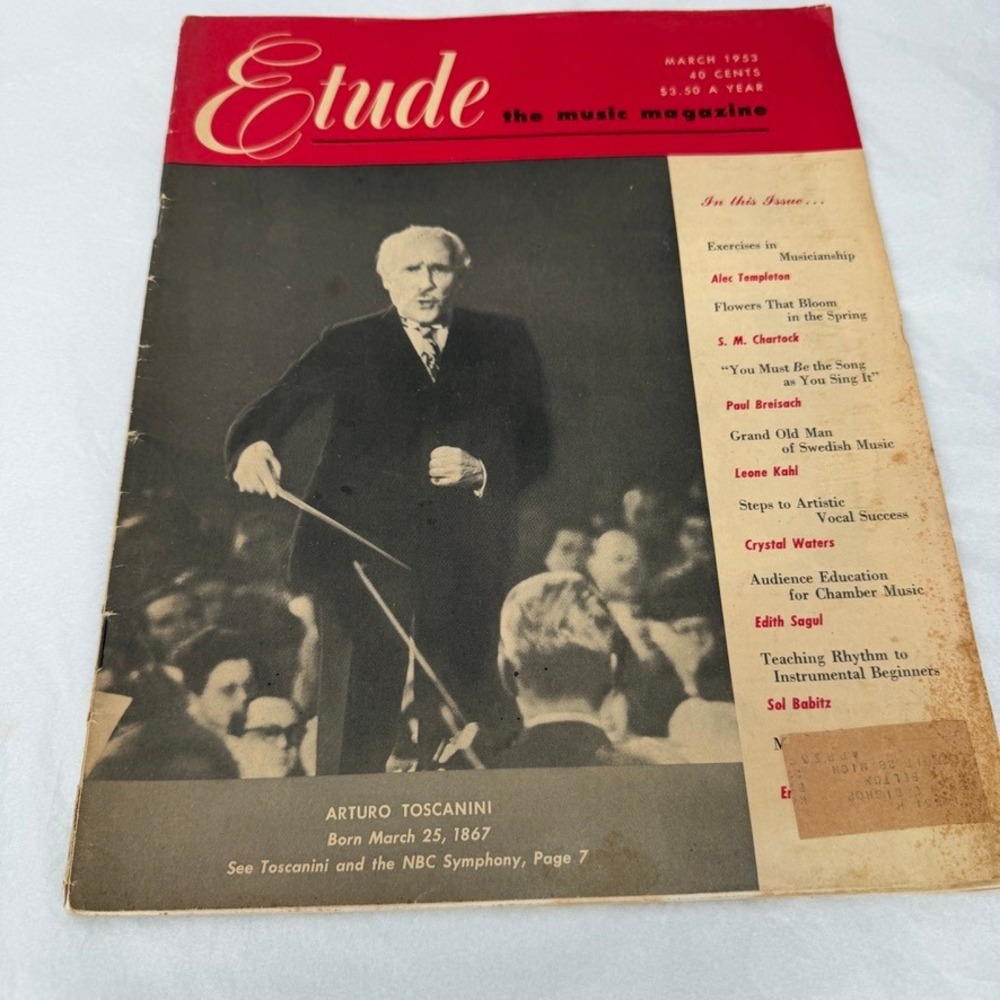 Etude Music Magazine March 1953 Arturo Toscanini Vintage Ephemera Sheet Music